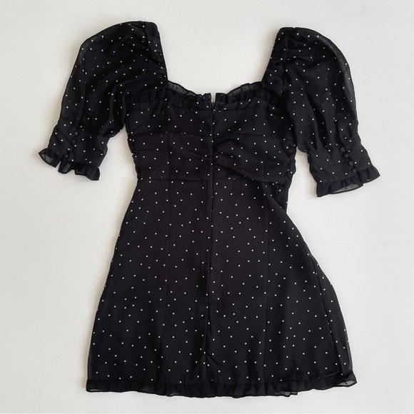 YesStyle Sinora Short-Sleeve Scoop Neck Dotted Mini Smock Dress - Picture 7 of 16